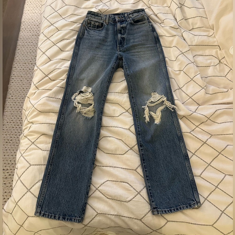 Khaite Abigail Distressed Blue Jeans